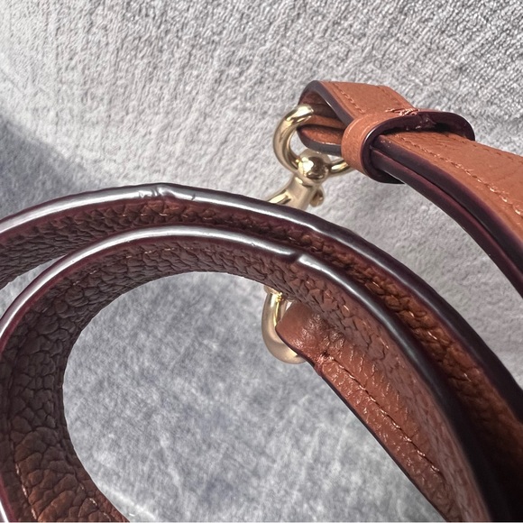 COACH Pebbled Leather Strap Replacement Adjustable Brown Gold Tone Hardware - Picture 4 of 10